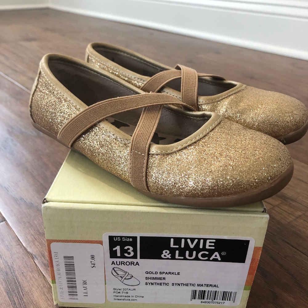 Livid and Luca Aurora Gold Sparkle flats - size 13